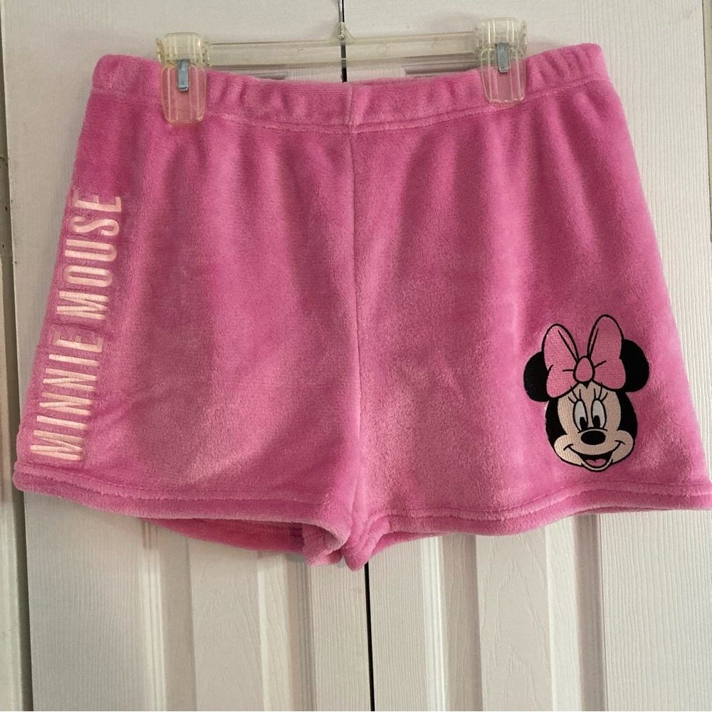 Disney Minnie Mouse Fuzzy Pink Lounge Shorts Women Size XL